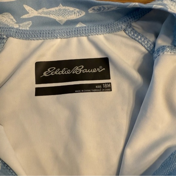 Eddie Bauer Light Blue Fish Print Baby Swim Set - Picture 4 of 7